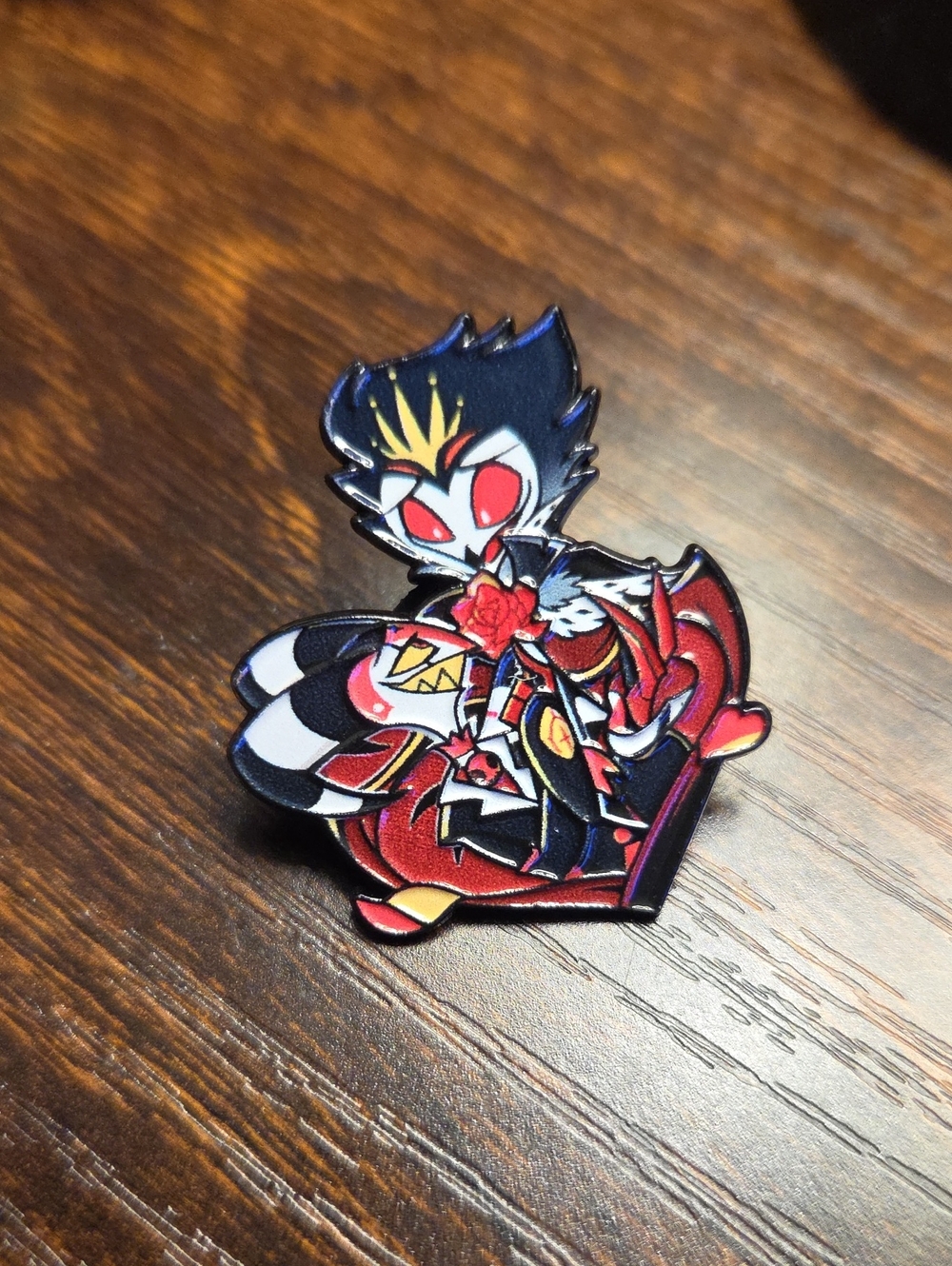 Enamel Character Pin – Red, Black & Gold Decorative Lapel Pin